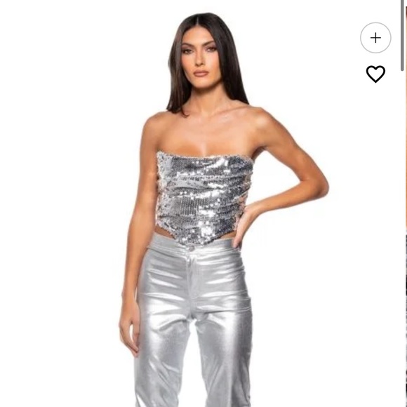 Silver Sequin Corset Top - Picture 2 of 7